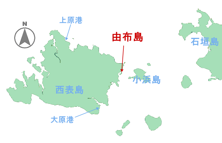 由布島の位置図